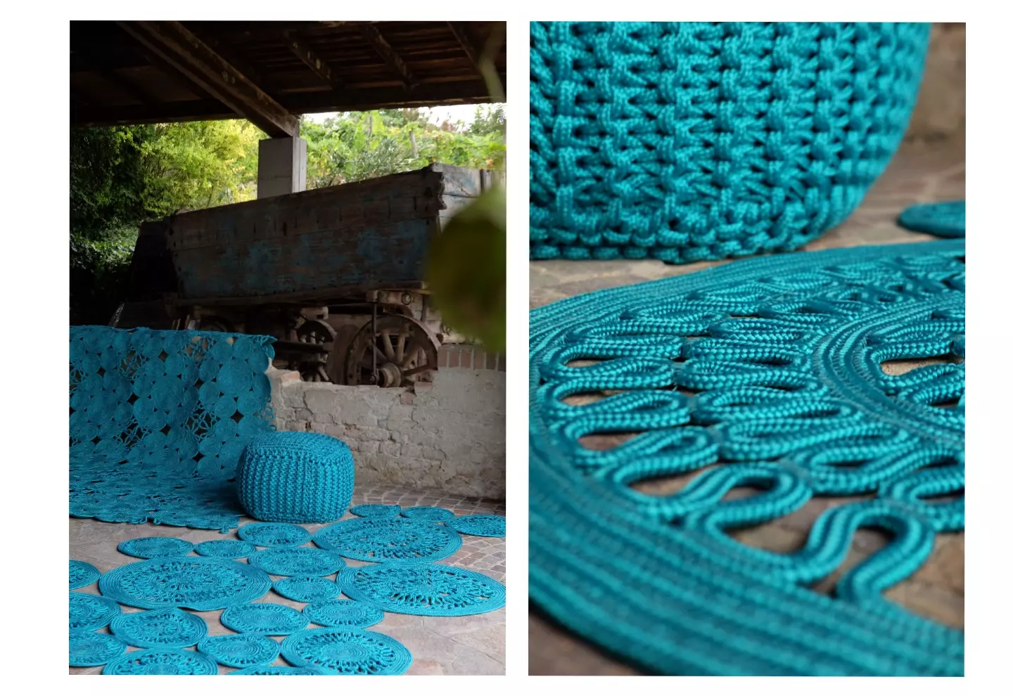 SITAP Carpet Couture Italia, Italian Beauty, Alyssa rug, teal blue, nautical rope, in&outdoor rug